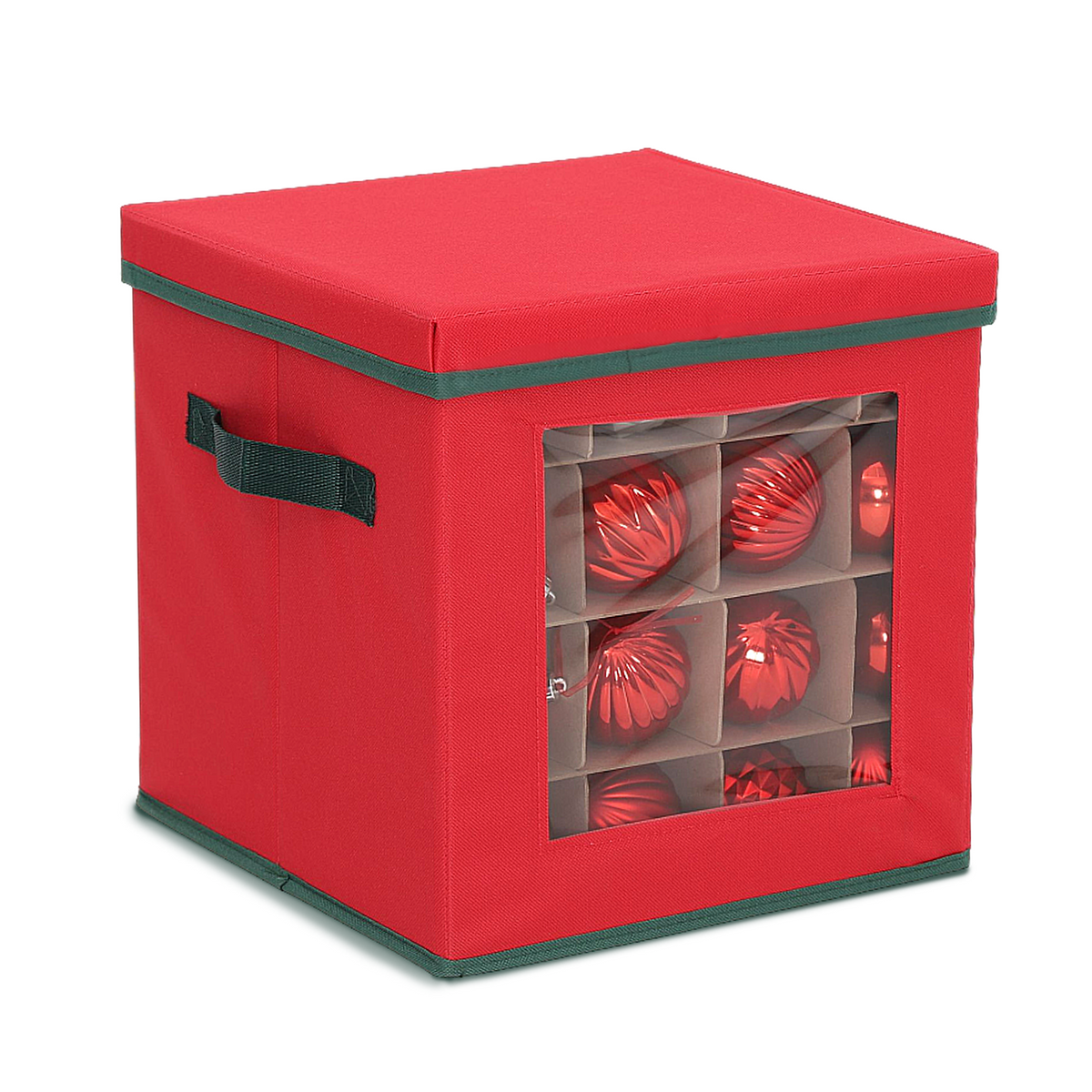 Salcar Aufbewahrungsbox für 64 Weihnachtskugeln – Faltbare Weihnachtsdeko-Box 30,5 cm mit Fächern & flexiblen Trennwänden, Transparentes Sichtfenster