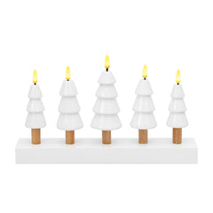 Salcar LED Weihnachtskerzenbaum – 5-flammiger Tischleuchter aus Holz, Warmweiß – Batteriebetriebenes LED Dekolicht für Advent & Weihnachten