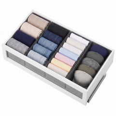 Sekey Schubladen-Organizer 4er Set 22 × 51 × 11 cm – Faltbare Kleiderschrank Organizer aus Vliesstoff mit stabiler Bodenplatte, Aufbewahrungsbox für Kleidung, Unterwäsche, T-Shirts & Accessoires
