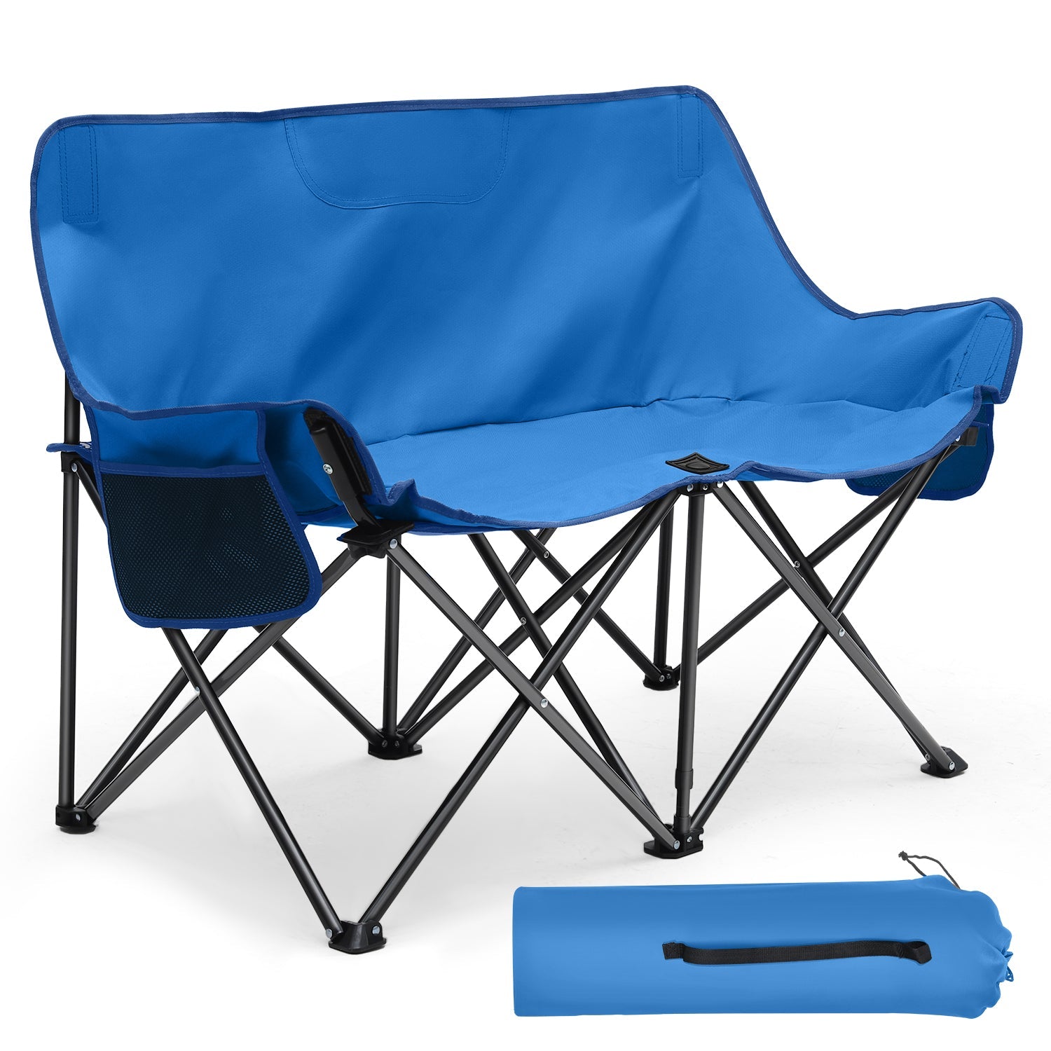 Sunula Faltbarer Campingsofa für 2 Personen, Tragbarer Campingstuhl bis 150 kg, Mit Armlehne und Tragetasche, Outdoor-Faltstuhl, Ideal für Picknick, Camping, Garten, Balkon, Angeln Sekey