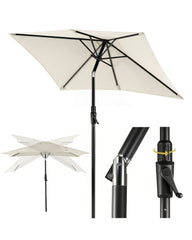Sekey Sonnenschirm Rechteck 200x300 cm mit Kurbel & Auto-Neigung – stabiler Marktschirm 38 mm Stahlrohr, UV-Schutz, Balkon- & Gartenschirm für Terrasse