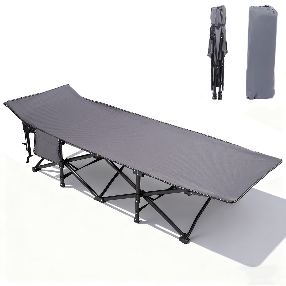 Sekey Feldbett Campingbett Klappbar 190×71×35 cm | 200 kg belastbar | 1200D Oxford | wahlweise mit 7 cm Matratze | Faltbare Camping- & Angelliege für Garten & Outdoor