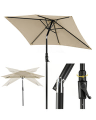 Sekey Sonnenschirm Rechteck 210x140 cm mit Kurbel & Auto-Neigung – stabiler Balkon Sonnenschirm 38 mm Stahlrohr, UV-Schutz Marktschirm für Garten & Terrasse