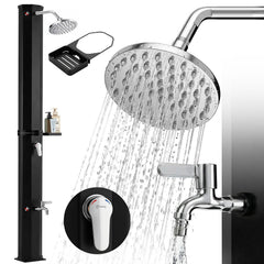 Sekey Gartendusche, Solardusche 40L / 60L Gartendusche mit Regenduschkopf & Fußdusche – bis 60°C, ohne Strom für Garten, Pool & Camping