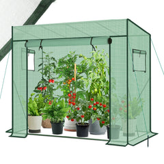 Sekey Tomatengewächshaus 200 x 170 x 77 cm Begehbares Folien-Gewächshaus für Balkon & Garten, stabil, winterfest & UV-beständig, Grün Sekey