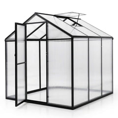 Sekey Aluminium-Gewächshaus 185x185x195 cm – Wetterfestes & winterfestes Tomatenhaus mit 6 mm Hohlkammerplatten und nach außen öffnender Tür
