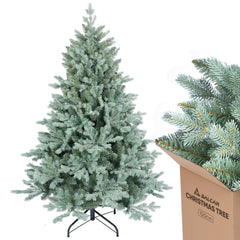 SALCAR Artificial Christmas tree made of PE &amp; invisible PVC tips – Natural grey-green fir with quick-assembly folding system &amp; stable metal stand (150 cm / 180 cm / 210 cm)