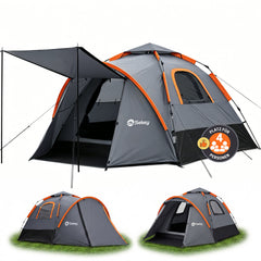 Sekey 2-Personen Campingzelt mit Hydraulik Pop-up System – Wurfzelt 2-in-1, wasserdicht PU3000+, UV50+ Schutz, Kuppelzelt mit Vorzelt & Markise für Outdoor & Familie, Grau