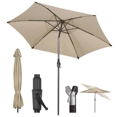 Sekey 270cm Sonnenschirm mit Kurbel, Knickbar im Sitzen, Sonnenschutz UV50+ Sekey