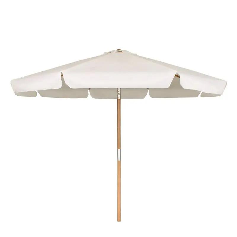 Sekey 300 cm Holz Sonnenschirm mit Volant, Sonnenschutz UV50+ Sekey