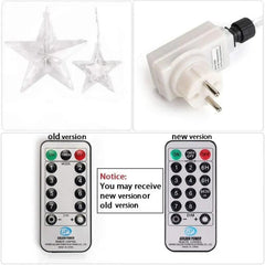 Salcar 2 x 1 m LED Lichtervorhang mit Fernbedienung, 12 Sternen, 108 LEDs, 31V GS-zertifizierte Stromversorgung Salcar