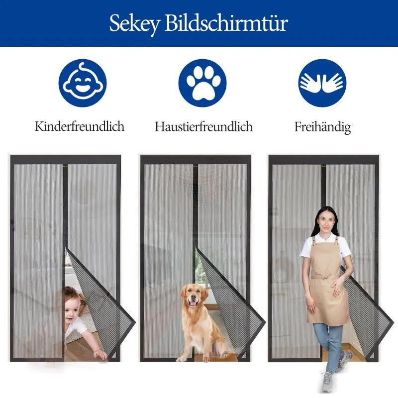 Sekey Kratzfest Magnet Fliegengitter Tür aus Polyester, Schwarz Sekey