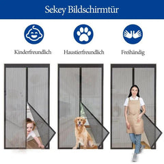 Sekey Kratzfest Magnet Fliegengitter Tür aus Polyester, Schwarz Sekey