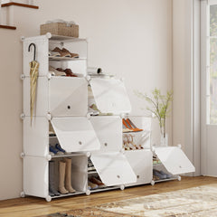 Sekey Weiß Schuhschrank mit 6/8/10 Fächern – Großes modulares Schuhregal für bis zu 24 Paar Schuhe Sekey