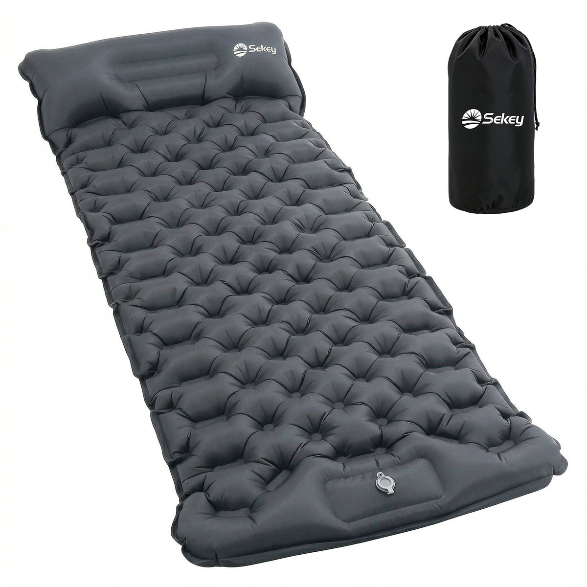 Sekey Selbstaufblasbare Isomatte 200×70×10 cm – Ultraleicht, Komfortabel & Grau für Camping, Trekking & Outdoor
