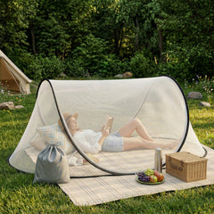 Sekey Pop Up Moskitonetz Bett 200×80×56 cm – Faltbares Reise-Mückennetz, Ultraleichtes Camping Bettzelt, 2 Reißverschlüsse, Insektenschutz für Indoor & Outdoor