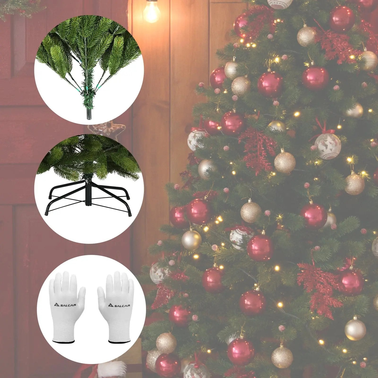 Salcar 180/210/240cm Künstlicher Weihnachtsbaum, Nordmanntanne, mit 762/1080/1576 PE Spitzen Salcar