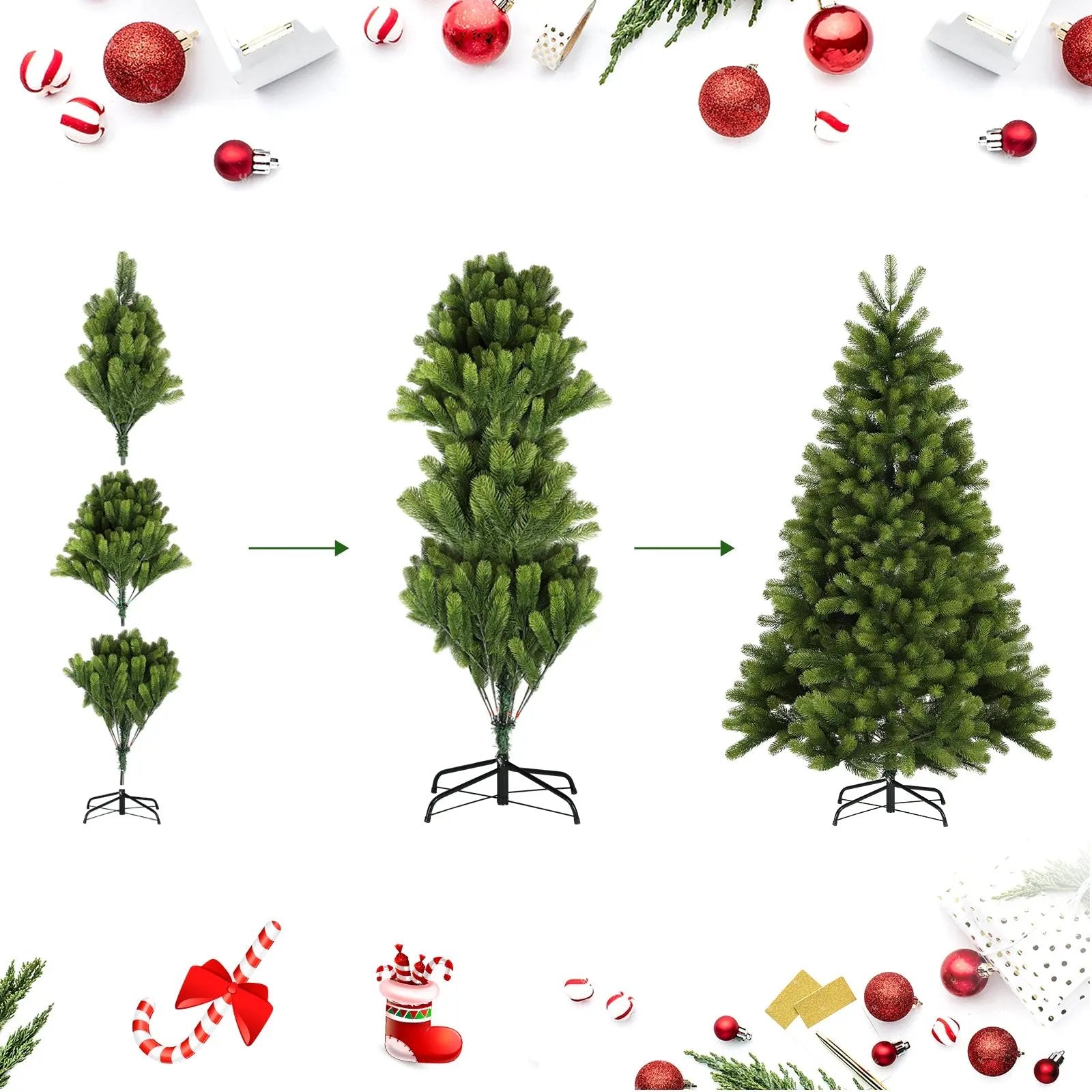Salcar 180/210/240cm Künstlicher Weihnachtsbaum, Nordmanntanne, mit 762/1080/1576 PE Spitzen Salcar