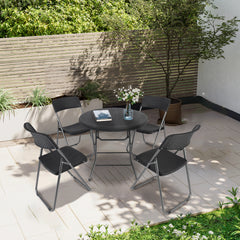 Sekey Balkonmöbel Set 5-teilig – Klappbares Balkonset für 4 Personen, Wetterfestes Rattan Gartenmöbel Set mit 4 Klappstühlen & Tisch, Bistro Set für Balkon, Terrasse und Garten