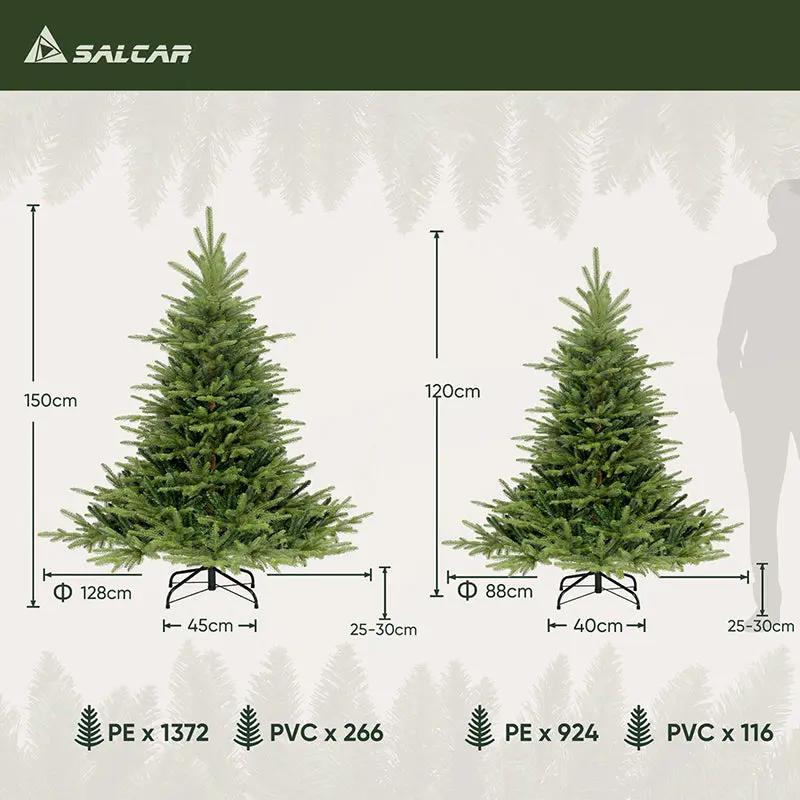 Salcar 120/150 cm Künstlicher Weihnachtsbaum, Fichte, mit 924/1372 PE-Zweige und 116/266 PVC-Zweige Salcar