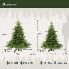 Salcar 120/150 cm Künstlicher Weihnachtsbaum, Fichte, mit 924/1372 PE-Zweige und 116/266 PVC-Zweige Salcar