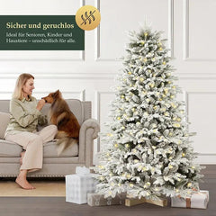 Salcar 180 Künstlicher Weihnachtsbaum mit Schnee,  Holzständer, mit 908 Spitzen aus PVC und PE Salcar