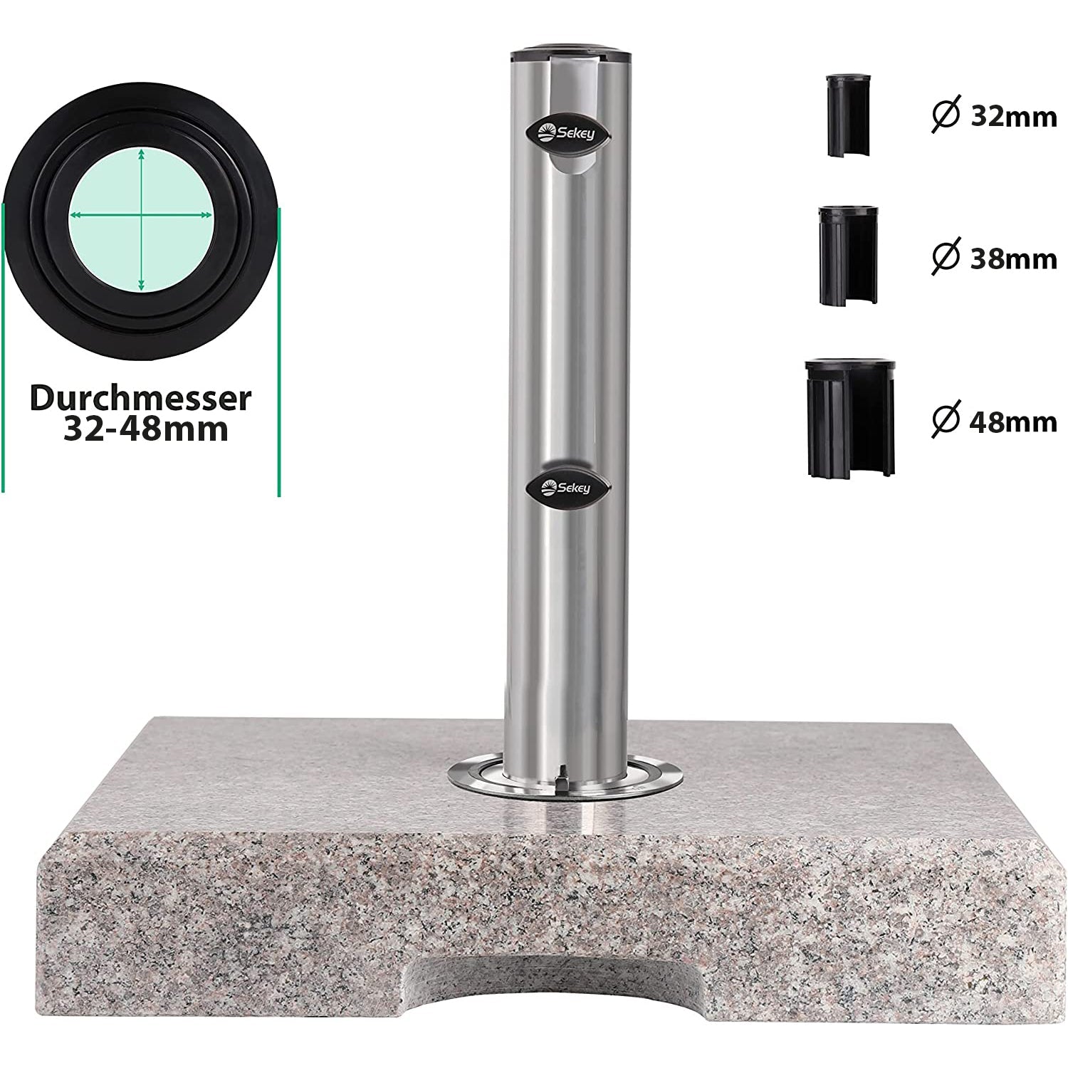 Sekey Granit Sonnenschirmständer 25 kg – Rechteckiger Betonschirmständer für Balkon & Terrasse Sekey