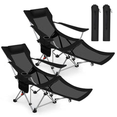 Sunula Klappbarer Campingstuhl, Liegestuhl 2-in-1, Belastbar bis 100 kg, Abnehmbare Fußablage, Getränkehalter, Tragetasche, Leicht, Verstellbare Rückenlehne, Für Angeln, Strand, Camping, Garten, Outdoor Sekey