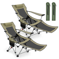 Sunula Klappbarer Campingstuhl, Liegestuhl 2-in-1, Belastbar bis 100 kg, Abnehmbare Fußablage, Getränkehalter, Tragetasche, Leicht, Verstellbare Rückenlehne, Für Angeln, Strand, Camping, Garten, Outdoor Sekey