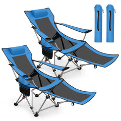 Sunula Klappbarer Campingstuhl, Liegestuhl 2-in-1, Belastbar bis 100 kg, Abnehmbare Fußablage, Getränkehalter, Tragetasche, Leicht, Verstellbare Rückenlehne, Für Angeln, Strand, Camping, Garten, Outdoor Sekey