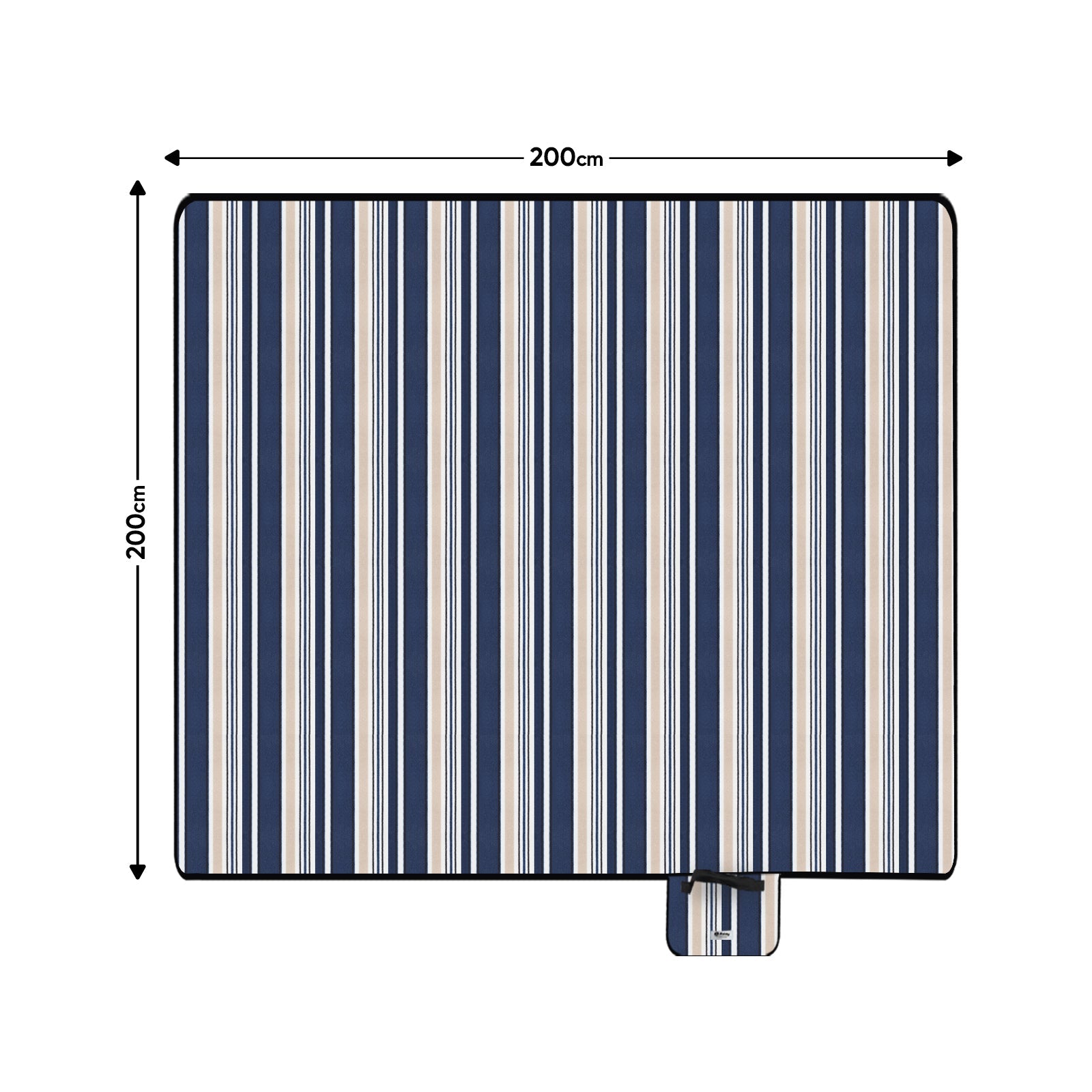 Sekey Wasserdichte Picknickdecke – Sandfeste, faltbare Strandmatte mit gepolstertem PEVA-Untergrund, tragbar für Outdoor, Camping, Strand & Wiese, Blau-Weiß-Beige Streifen Sekey
