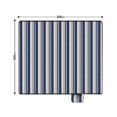 Sekey Wasserdichte Picknickdecke – Sandfeste, faltbare Strandmatte mit gepolstertem PEVA-Untergrund, tragbar für Outdoor, Camping, Strand & Wiese, Blau-Weiß-Beige Streifen Sekey