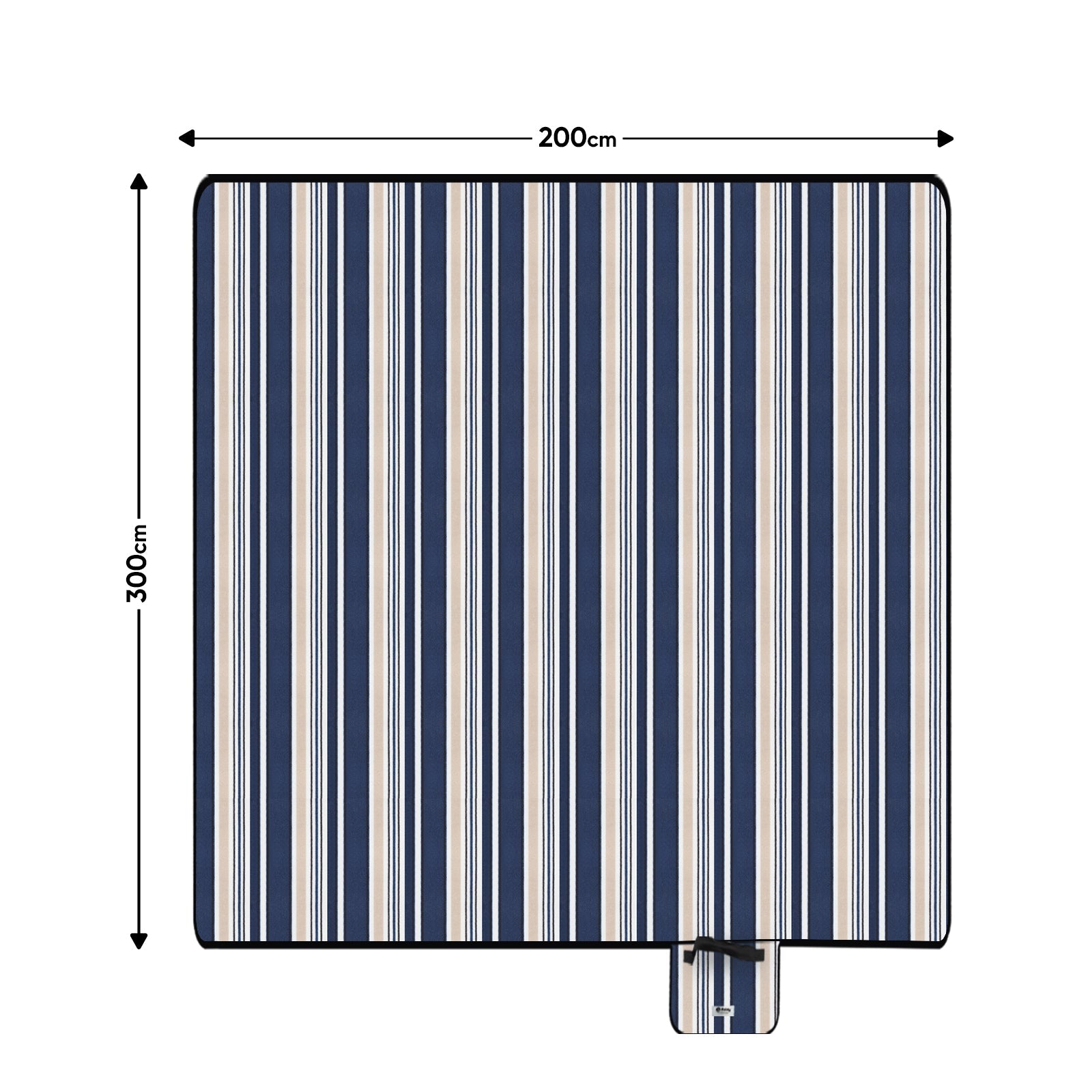 Sekey Wasserdichte Picknickdecke – Sandfeste, faltbare Strandmatte mit gepolstertem PEVA-Untergrund, tragbar für Outdoor, Camping, Strand & Wiese, Blau-Weiß-Beige Streifen Sekey
