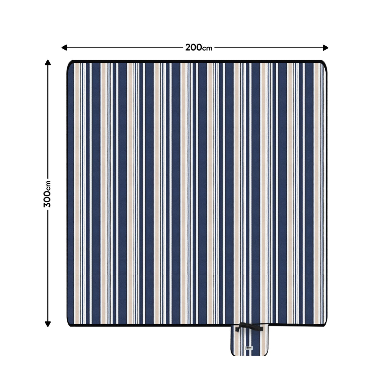 Sekey Wasserdichte Picknickdecke – Sandfeste, faltbare Strandmatte mit gepolstertem PEVA-Untergrund, tragbar für Outdoor, Camping, Strand & Wiese, Blau-Weiß-Beige Streifen Sekey