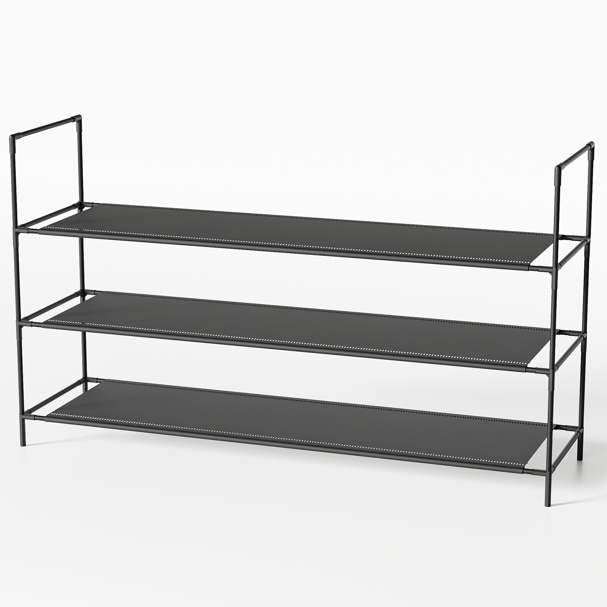 Sekey Schuhregal 3/4 Ebenen – Stapelbares Schuhregal aus Metall und Vliesstoff, platzsparend, stabil, ohne Bohren, für Flur, Schlafzimmer & Bad, Schwarz Sekey