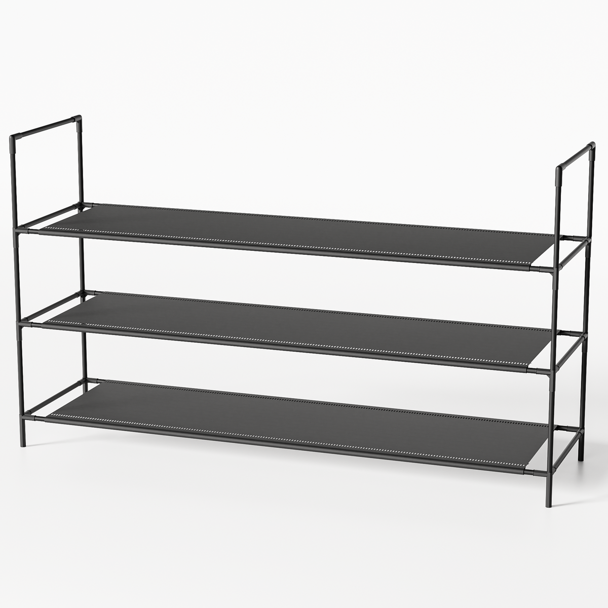 Sekey Schuhregal 3/4 Ebenen – Stapelbares Schuhregal aus Metall und Vliesstoff, platzsparend, stabil, ohne Bohren, für Flur, Schlafzimmer & Bad, Schwarz Sekey