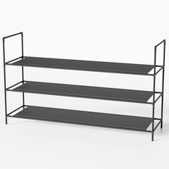 Sekey Schuhregal 3/4 Ebenen – Stapelbares Schuhregal aus Metall und Vliesstoff, platzsparend, stabil, ohne Bohren, für Flur, Schlafzimmer & Bad, Schwarz Sekey