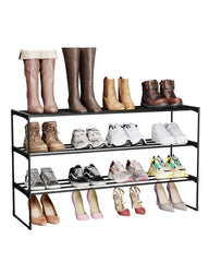 Sekey Schuhregal 3 Ebenen – Stapelbares Metall-Schuhregal, platzsparend für Flur & Kleiderschrank, für 15–18 Paar Schuhe Sekey