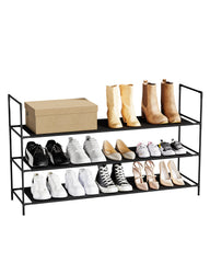 Sekey Schuhregal 3/4 Ebenen – Stapelbares Schuhregal aus Metall und Vliesstoff, platzsparend, stabil, ohne Bohren, für Flur, Schlafzimmer & Bad, Schwarz Sekey