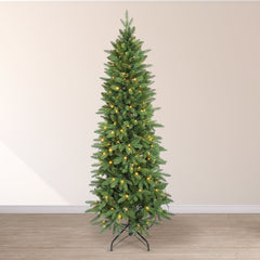 Salcar Schmaler Kunst-Weihnachtsbaum 180 cm – Realistischer Pencil Christbaum mit warmweißen LEDs, grüner Tannenbaum aus PE & PVC Salcar
