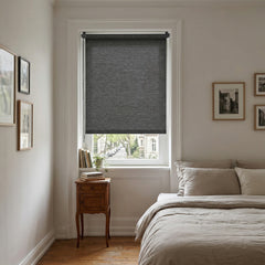 Sekey Klemmfix Seitenzugrollo Grau in Leinenoptik – Lichtdurchlässiges Fensterrollo ohne Bohren mit Klemmträgern & Schraubmontage
