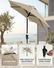 Sunula Sonnenschirm Rechteck 210x140 cm mit Kurbelsystem – stabiler 38 mm Stahlrohr Marktschirm mit Neigefunktion für Balkon, Terrasse & Garten