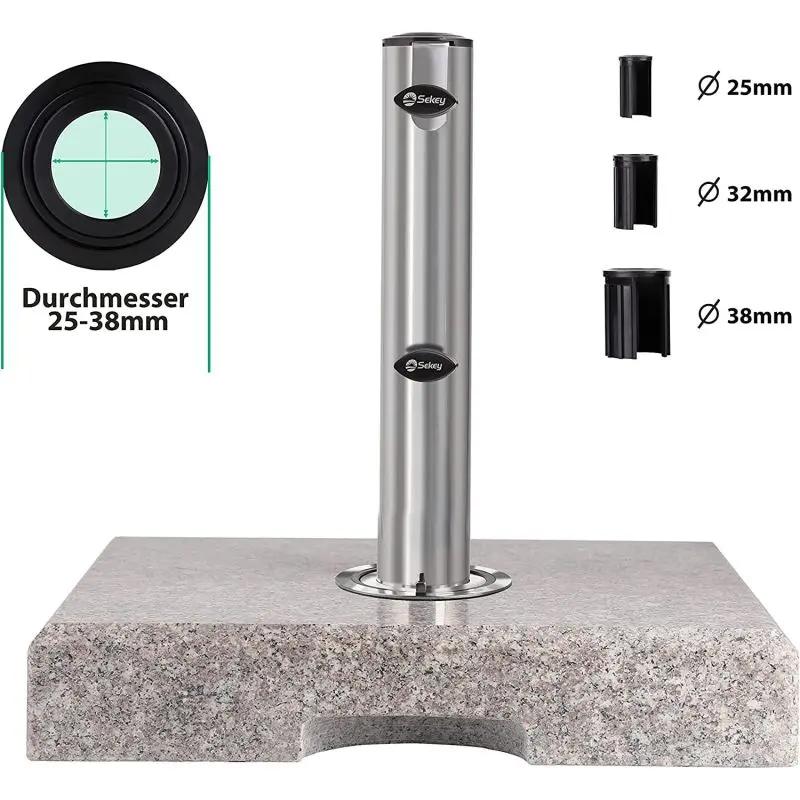 Sekey 25 kg Granit Sonnenschirmständer Eckig, für Schirmstock Ø 22 - 38 mm Sekey