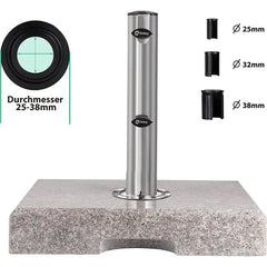 Sekey 25 kg Granit Sonnenschirmständer Eckig, für Schirmstock Ø 22 - 38 mm Sekey