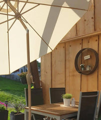 Sekey 300 cm Sonnenschirm mit Kurbel, Sonnenschutz UV50+, aus Holz-Metall Sekey