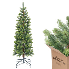 SALCAR Slim Artificial Christmas Tree 120/150/180/210 cm | Slim Nordmann Fir made of PE, Space-saving, Realistic, Reusable, With Metal Stand