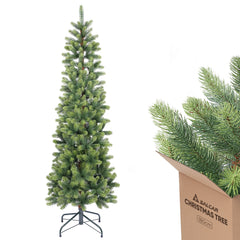 SALCAR Slim Artificial Christmas Tree 120/150/180/210 cm | Slim Nordmann Fir made of PE, Space-saving, Realistic, Reusable, With Metal Stand