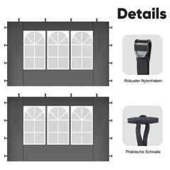 Sekey 3×3m Seitenwand für Pavillon, 2er Set, mit 2 Fenster Sekey