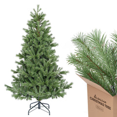 Salcar Künstlicher Weihnachtsbaum 150/180/210 cm aus 90 % PE Spritzguss, Premium Nordmanntanne, realistischer Christbaum mit stabilem Metallständer & Schnellaufbau-Klappsystem