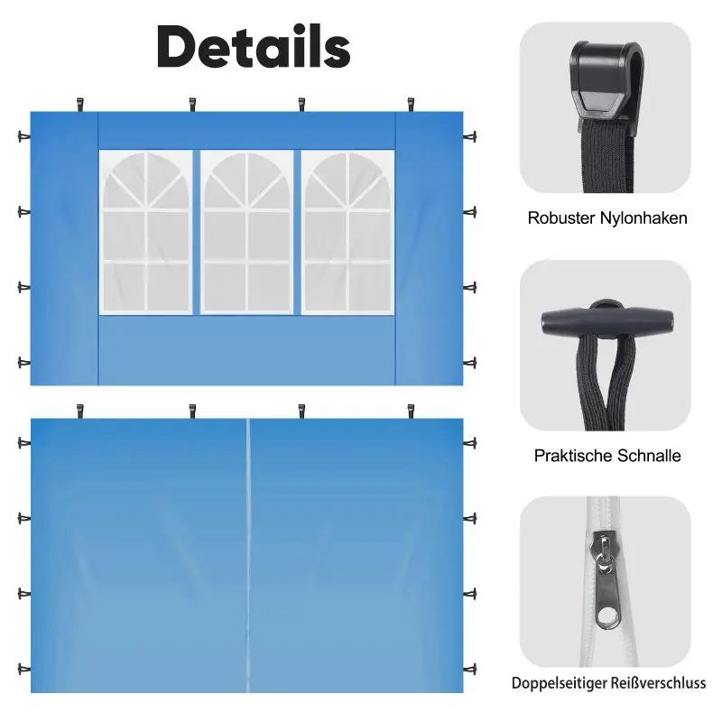 Sekey 3×3m Seitenwand für Pavillon, 2er Set, mit Reißverschlussv und Fenster Sekey